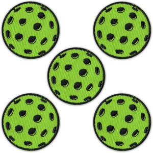 Patch Ricamato Rotondo Verde Neon <span class=keywords><strong>per</strong></span> Pickleball, Applicazione a Punti Neri <span class=keywords><strong>per</strong></span> Giacca, Cappello, Uniforme di Squadra di Pickleball, Fai da Te - Product Image 1