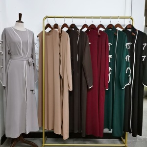 2025 EID Modest Elegant MAXI <strong>Abaya</strong> for Women Dubai Islamic Clothing Nida Wave Bowknot Open Design Long Sleeve Polyester for - Product Image 1