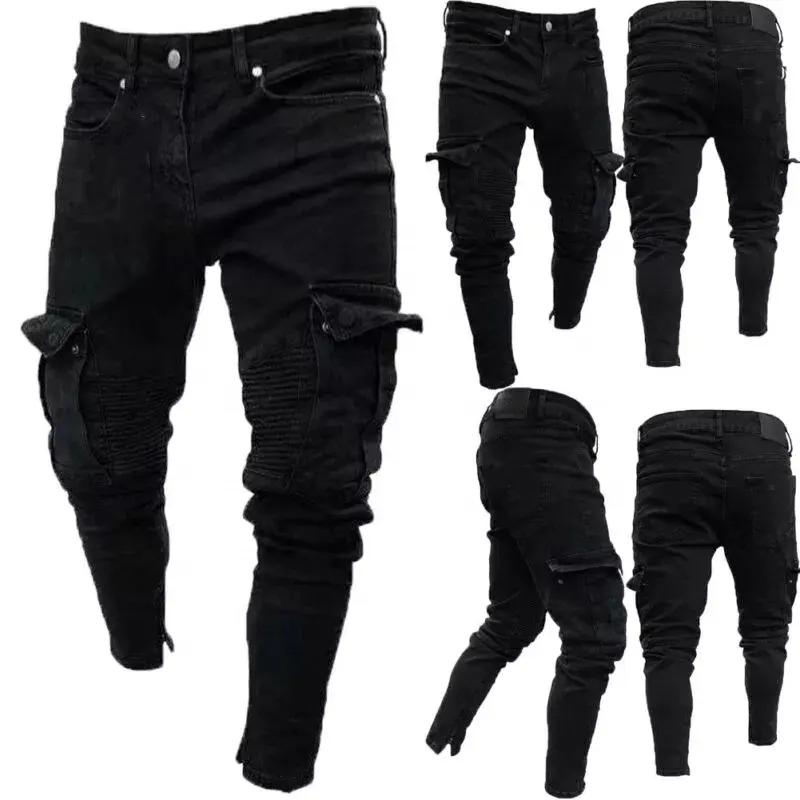 Hip Hop Ripped Jeans Man Slim Hole Pencil Pants Trousers Cheap Price Men's Fashion Thin Cargo Pants & Jeans