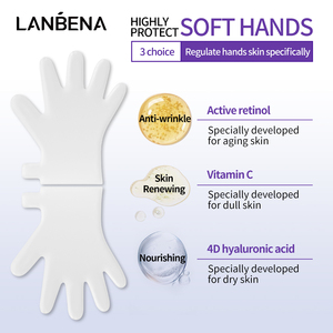 Masque en tissu pour les mains en coton à la Vitamine C, hydratant, éclaircissant et blanchissant, pour le soin des mains ternes à niveau SPA, format voyage - Product Image 3