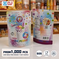 Op maat bedrukte regenboog tapioca boba parels staande pouch voor melkthee en huisdierenvoer verpakkingen, hersluitbaar met zip lock