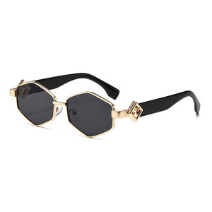 Diamond Shaped <b>Sunglasses</b> Metal <b>Frame</b> Black UV400 Light Weight Unisex <b>Small</b> <b>Frame</b> For Outings Cycling Driving - Product Image 5