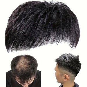 Tupé de Cabello Humano con Clip para Hombres con Cabello Fino, Estilo Empresarial Recto, Postizo Indetectable que Cubre Efectivamente el Cabello Gris - Product Image 1
