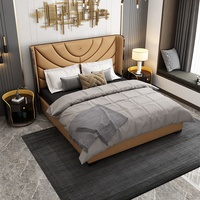 Nouveau design de meubles de luxe pour chambre à coucher lit king size en cuir véritable italien lit villa maison lit double moderne 1 lot
