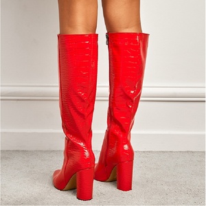 Western Designer Style Botas Altas 2025 Fall Winter Leather High Heel Knee High Boots for Women - Product Image 5