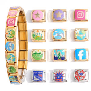 INS Breloques italiennes populaires en vrac en acier inoxydable non terni 18 plaqué or Statue de la liberté <span class=keywords><strong>Bracelet</strong></span> à breloques italiennes - Product Image 1