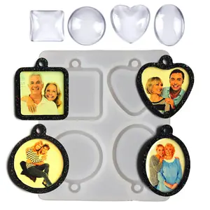 New 4 Sizes Resin Photo Frame Molds Silicone DIY Personalized Photo Gem Patch Keychain Mirror Resin Mould Home Decoration Tools