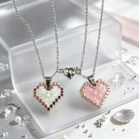 Colliers magnétiques romantiques pour couples, cadeau de la Saint-Valentin, collier pour meilleures amies, collier en forme de cœur, ensemble de bijoux