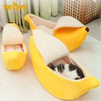 Bananenförmiges Katzen- und Hundebett, Lustig, Niedlich, Modern, Gemütlich, Warm, Langlebig, Tragbarer Haustierkorb, Hundehütte, Kissen, Gelbe Faser, Umweltfreundliche Matte