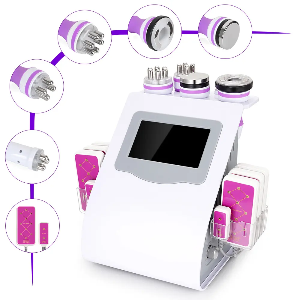Immediate effect ultrasonic 6-1 cavitation slimming machine/lipo laser beauty salon equipment