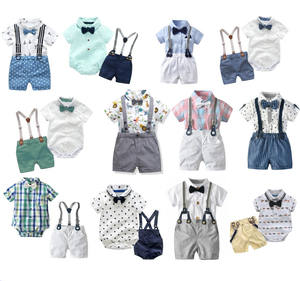 Ensembles de vêtements pour bébé garçon, vêtements pour nouveau-né, hauts à manches courtes + salopette, 2 pièces, tenues d'été pour bébé - Product Image 3