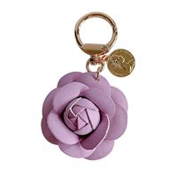 Llavero de Cuero con Forma Irregular y Diseño de Rosas y Camelias, Ecológico, con Impresión Digital, para Múltiples Ocasiones, para Mujer