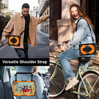 Étui robuste WESOROL pour Samsung Tab A11 Plus/A9 Plus 11 pouces avec support rotatif à 360°, sangle de main et bandoulière, noir et orange