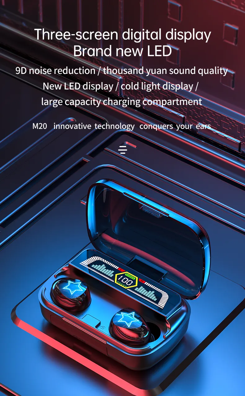 Yeni geldi AS-07 ucuz fiyat güç banka kablosuz kulaklık dokunmatik dijital ekran TWS kulaklık oyun spor seyahat için