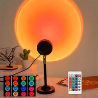 Lampe de Projection Coucher de Soleil USB Nouveauté avec Télécommande, 16 Couleurs, Rotation à 180° pour Chambre, Photographie et Décoration d'Ambiance