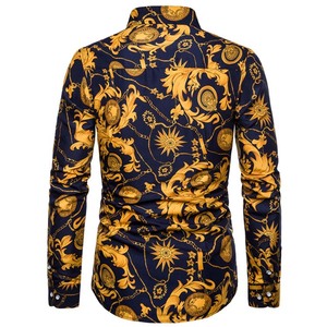 Fast Stock Available Various <strong>Patterns</strong> Printed Floral Hawaiian Long Sleeve <strong>Men</strong> Casual Blouse <strong>Shirt</strong> - Product Image 3