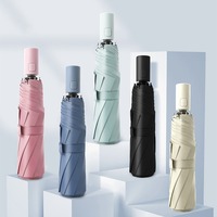 8-Bones Parapluie pliant semi-automatique UV avec poignée de couleur Protection solaire contre la pluie pour adultes Impression de logo personnalisable