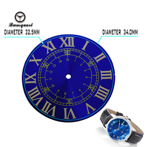 Montre ronde bleu mer profonde cadran motif soleil lettres romaines en or Rails en or Index Minutes secondes montre-bracelet pièces - Product Image 5