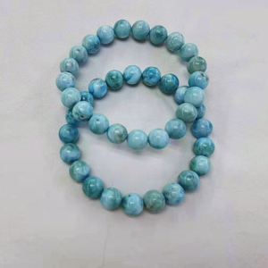 Wholesale Natural Smooth Charm Gemstone <strong>Larimar</strong> Round Shape Loose Beads <strong>Bracelet</strong> for <strong>Jewelry</strong> Making - Product Image 1