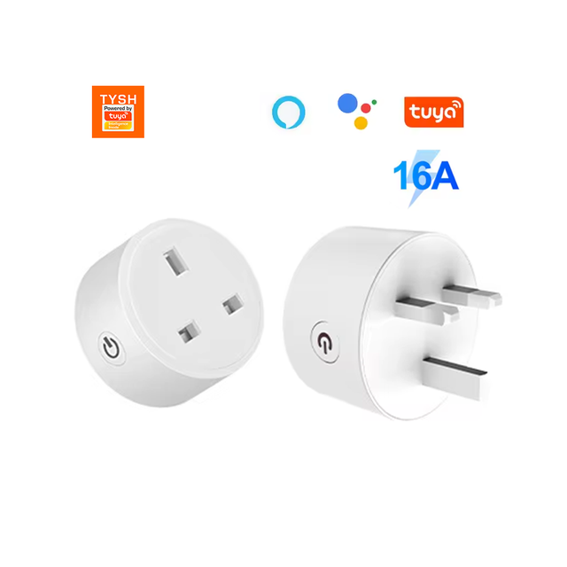 TYSH Tuya Home Mini Smart Plug 3 UK Standard AC 16A Remote Control Wireless Wall Timer Socket Wifi Power Optional Grounding