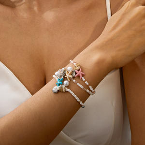 Joyería Bohemia americana europea, concha de estrella de mar, cuentas de arroz, pulsera con cuentas, brazalete para vacaciones en la playa de verano - Product Image 4