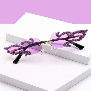 Gafas de Sol Pequeñas Sin Montura para Mujer, Modelo 2043, con Diamantes, Estilo Punk, Protección UV400 - Product Image 5