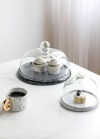 Décorations de table à dessert en verre européen, support à gâteau en marbre avec couvercle