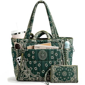 Borsa Tote Personalizzata con Stampa Paisley e Borsa da Spiaggia con Tracolla per Donna, Shopper Casual con Tasca Interna con Cerniera - Product Image 1
