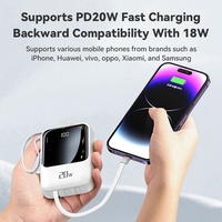 Conception demi-écran 20W charge Super rapide Micro USB lanière de câble intégrée affichage LED 10000mAh batterie li-polymère matériau PVC