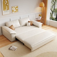 Luxuriöses Ledersofa-Bett Modernes Konvertierbares Schlafsofa Gänsedaunen-Gefüllte Polstercouch Wohnzimmermöbel