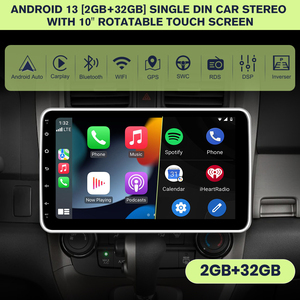 Autoradio Junsun 1 DIN avec écran tactile rotatif de 10 pouces pour usage universel avec caméra, stock US, CarPlay, Android <span class=keywords><strong>Auto</strong></span>, navigation GPS - Product Image 2