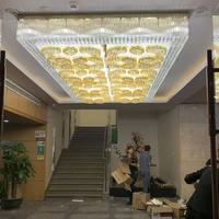 Lustre LED en cristal K9 moderne et luxueux à base de fer, alimenté par courant alternatif, économique, pour hall d'hôtel et salles de conférence