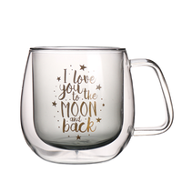 Mug à café en verre borosilicate à double paroi, moderne, écologique, personnalisé, luxe, doré, transfert thermique haute température