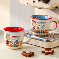 Ensemble de tasses à lait en céramique Snoopys Cartoon, tasse à café et à lait pour couple avec échelle graduée pour le bureau et la maison