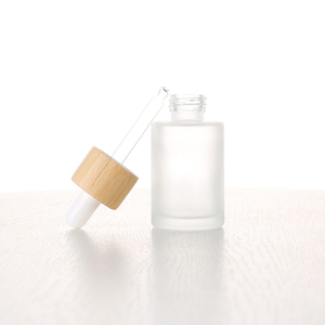 Empty Flat Shoulder 15ml 20ml 30ml 50ml 60ml 1oz Luxury Bamboo <b>Hair</b> Essential <b>Oil</b> Glass Frosted Dropper Face Serum Bottles - Product Image 4