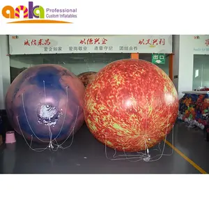 Iklan Raksasa Helium PVC Balon Moon Bumi LED Inflatable Planet Balon untuk Dekorasi