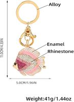 Porte-clés de voiture personnalisé en cristal, motif poisson tropical rayé coloré, animaux marins, strass, pendentif breloque pour sac femme