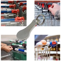Porte-clés décapsuleur 2-en-1 en métal pour chariot de supermarché, avec logo personnalisé gravé, cadeaux promotionnels européens