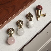 Bouton de meuble en pierre à trou unique, corps en métal massif, poignée pour tiroir, commode et meuble-lavabo