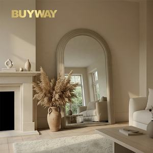 مرآة أرضية كبيرة وواقفة بطول كامل بإطار خشبي على شكل قوس طويل وعملاق لديكور غرف النوم والمعيشة والمنزل - Product Image 6