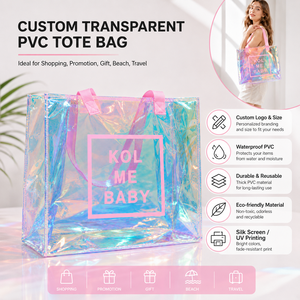 Bolsa de Mano Personalizada de PVC Transparente, Iridiscente, Holográfica, Impermeable, Reutilizable, con Logotipo Personalizado, al por Mayor, para Viajes de Verano a la Playa - Product Image 2