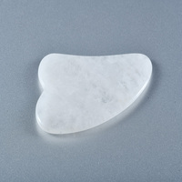 Gua Sha en cristal blanc, logo personnalisé, masseur facial en jade naturel, jade blanc de haute qualité, Guasha