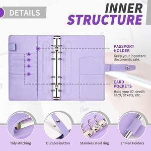 Nouvelle version A6 holographique en cuir PU couverture rigide budget livre 6 anneau 12 pièces classeur poches feuilles budgétaires étiquette autocollants cahiers - Product Image 5