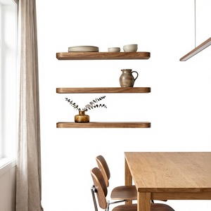 Wood Double Tier Floating <b>Wall</b> <b>Shelves</b> Modern Handmade Storage Rack Living Room <b>Wall</b> <b>Mounted</b> Display <b>Shelf</b> Durable Design - Product Image 3