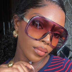 Wholesale New Fashion One-Piece Large-Frame Gold Sunglasses for Women High-End Sun Protection Personalized Trendy Versatile - Product Image 3