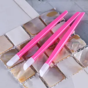 Roze Plastic Handvat Manicure Cuticula Pusher Rubber Voor Verwijderaar Herbruikbare Nagel Nagelriem