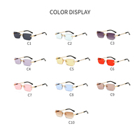 Nouvelles Lunettes de Soleil Carrées Sans Monture UV400, Style Couleur Bonbon, Branches en PC, Monture Métallique, Design Tendance, Lunettes de Soleil Personnalisées pour Femmes