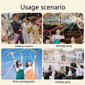 Cañón de confeti creativo con tubo pulverizador para lanzar en la mano, ideal para fiestas de cumpleaños y bodas, suministros para fiestas con efecto de seda y araña. - Product Image 4