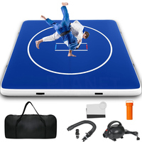Tapis d'entraînement gonflable noir 13x13 pieds pour gymnastique, entraînement à domicile, Jiu Jitsu, BJJ, MMA, Judo, lutte
