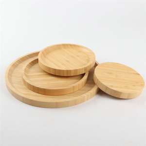 Bambus-Holz-Tablett als Untersetzer für Pflanzen, zum Servieren von Obst, Aufbewahrungsplatte, Mini-Blumentopf-Ständer, Heimdekoration, Bambustablett - Product Image 4